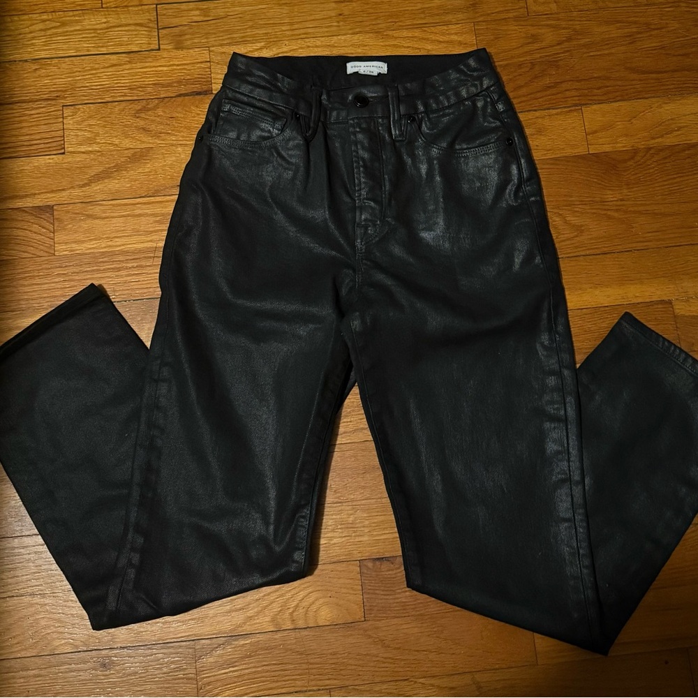 Good American Black Coated Jeans